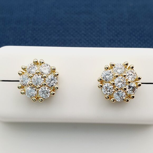 "14K Gold Plated Cubic Zircon Earrings, INUS1BR137 - Picture 1 of 9